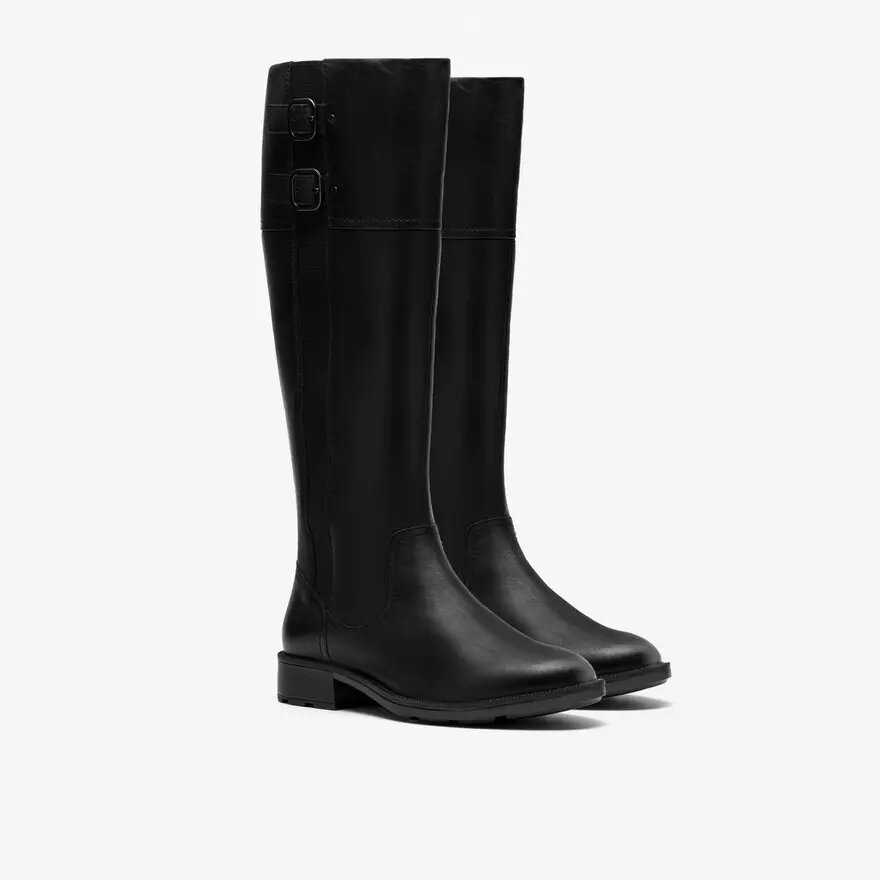 Botas altas hasta la rodilla de cuero negro Adalynn Hope para mujer Botas altas hasta la rodilla de cuero negro Adalynn Hope para mujer