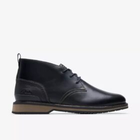 Botas Chukka Monahan para hombre, negras y de piel lisa