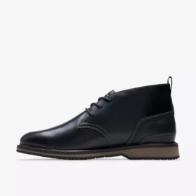 Botas Chukka Monahan para hombre, negras y de piel lisa