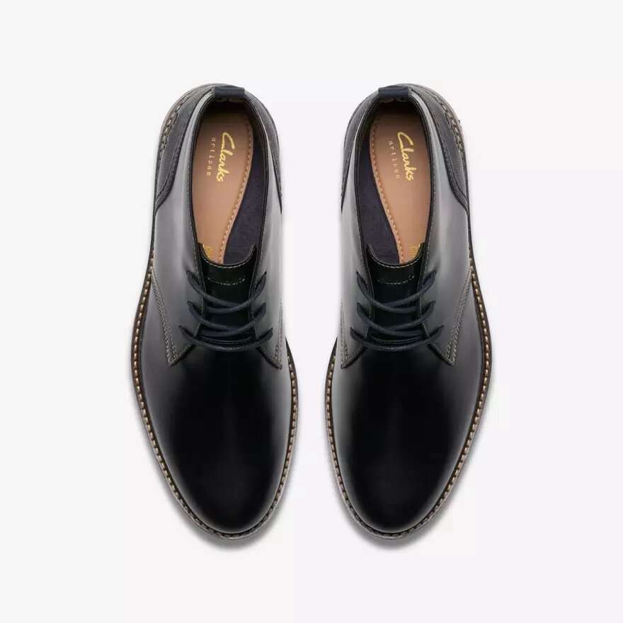Botas Chukka Monahan para hombre, negras y de piel lisa Botas Chukka Monahan para hombre, negras y de piel lisa
