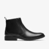 Botas de vestir Steadwell Zip de cuero negro para hombre