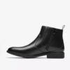 Botas de vestir Steadwell Zip de cuero negro para hombre
