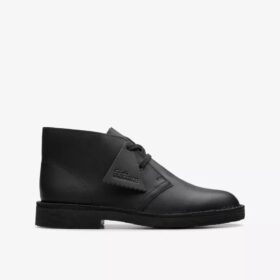 Botas Desert Boot para niños mayores, de piel negra, de EE. UU.
