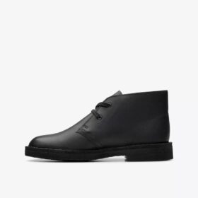 Botas Desert Boot para niños mayores, de piel negra, de EE. UU.