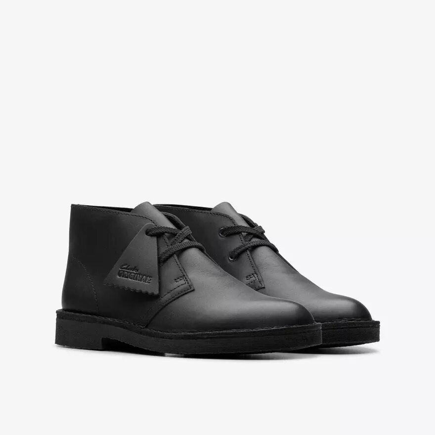 Botas Desert Boot para niños mayores, de piel negra, de EE. UU. Botas Desert Boot para niños mayores, de piel negra, de EE. UU.