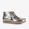 Botas Wallabee para niño: Wallabees de charol plateado para niños mayores Botas Wallabee para niño: Wallabees de charol plateado para niños mayores
