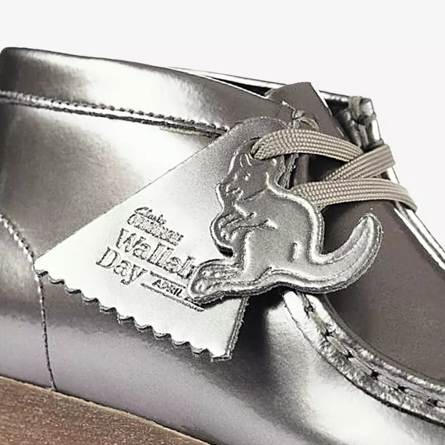 Botas Wallabee para niño: Wallabees de charol plateado para niños mayores Botas Wallabee para niño: Wallabees de charol plateado para niños mayores