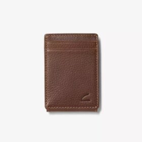 Cartera para hombre con pinza para billetes ancha, de piel granulada, marrón, EE. UU.