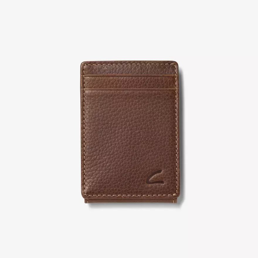 Cartera para hombre con pinza para billetes ancha, de piel granulada, marrón, EE. UU. Cartera para hombre con pinza para billetes ancha, de piel granulada, marrón, EE. UU.