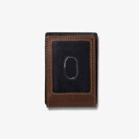 Cartera para hombre con pinza para billetes ancha, de piel granulada, marrón, EE. UU.