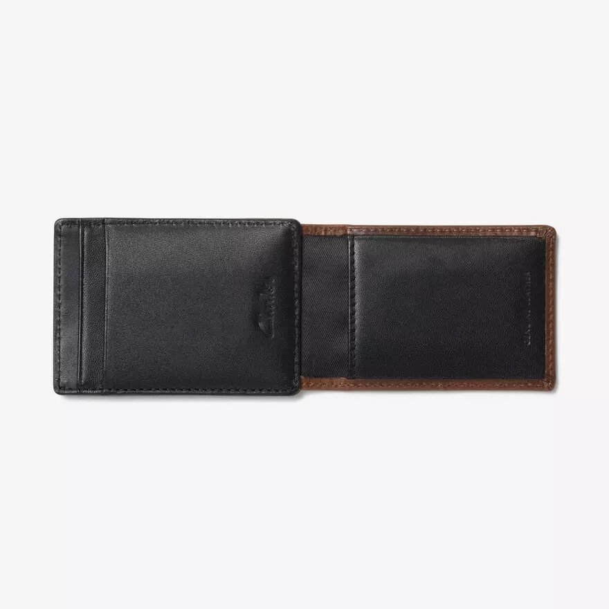 Cartera para hombre con pinza para billetes ancha, de piel granulada, marrón, EE. UU. Cartera para hombre con pinza para billetes ancha, de piel granulada, marrón, EE. UU.