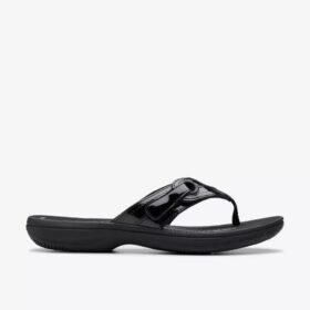 Chanclas Breeze Reyna para mujer, en charol negro, con tecnología Cloudsteppers™