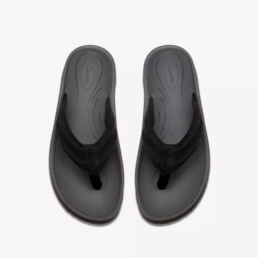 Chanclas Wesley Surf de cuero negro para hombre Chanclas Wesley Surf de cuero negro para hombre