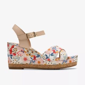 Cuñas blancas «Chicly Floral» para mujer
