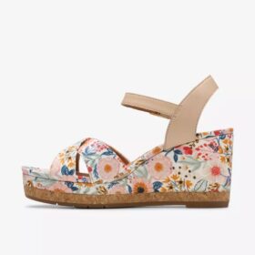 Cuñas blancas «Chicly Floral» para mujer