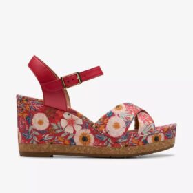 Cuñas «Chicly Floral» con estampado rojo para mujer