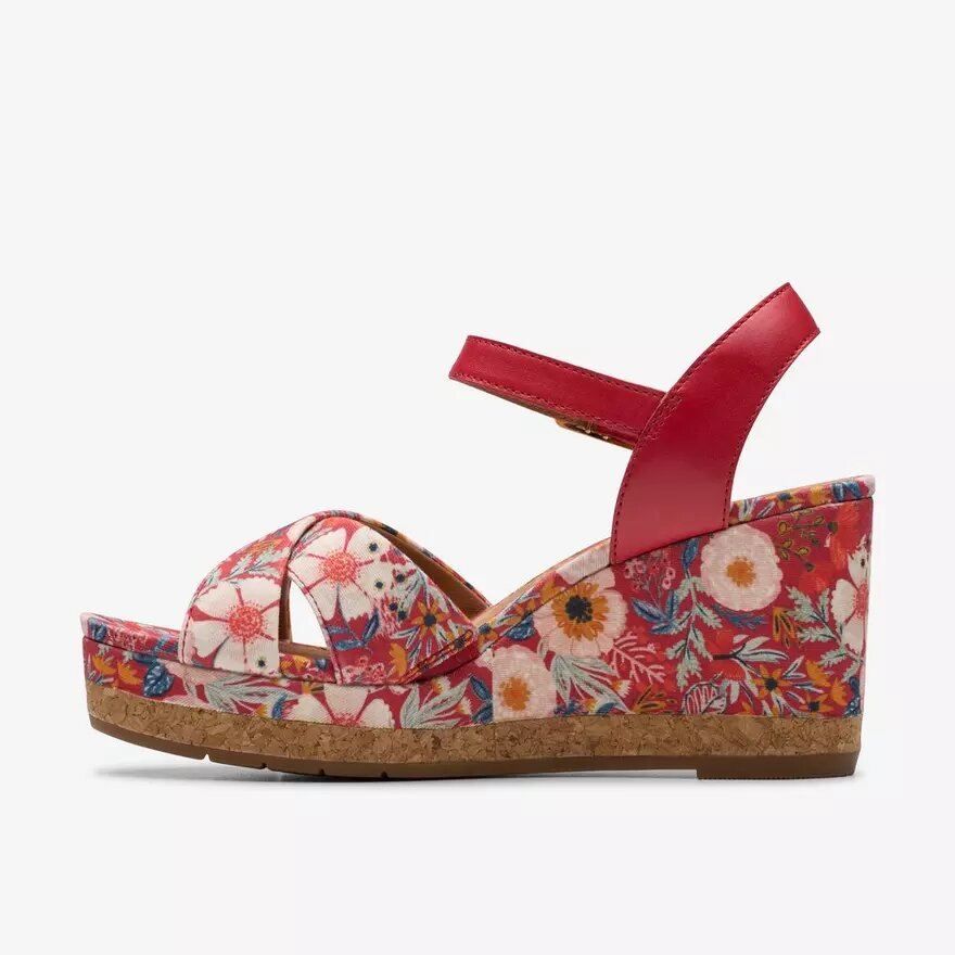 Cuñas «Chicly Floral» con estampado rojo para mujer Cuñas «Chicly Floral» con estampado rojo para mujer