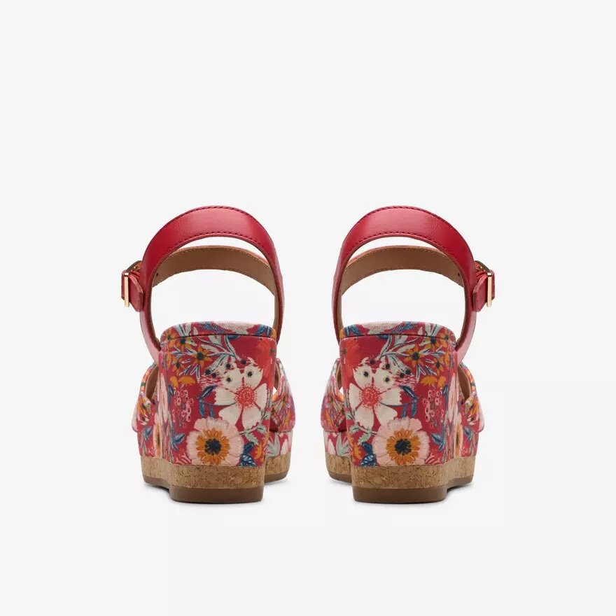Cuñas «Chicly Floral» con estampado rojo para mujer Cuñas «Chicly Floral» con estampado rojo para mujer