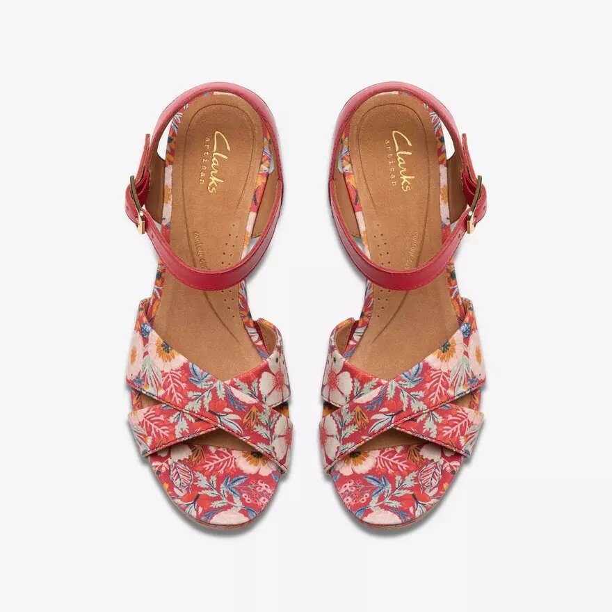 Cuñas «Chicly Floral» con estampado rojo para mujer Cuñas «Chicly Floral» con estampado rojo para mujer