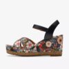 Cuñas «Chicly Floral» negras para mujer Cuñas «Chicly Floral» negras para mujer