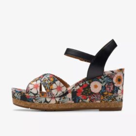 Cuñas «Chicly Floral» negras para mujer