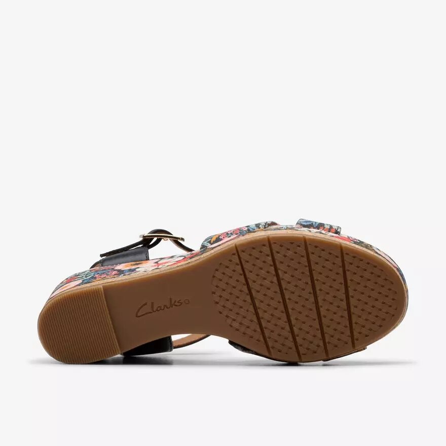 Cuñas «Chicly Floral» negras para mujer Cuñas «Chicly Floral» negras para mujer