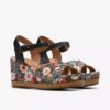 Cuñas «Chicly Floral» negras para mujer Cuñas «Chicly Floral» negras para mujer