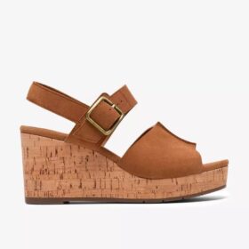 Cuñas de ante marrón claro para mujer