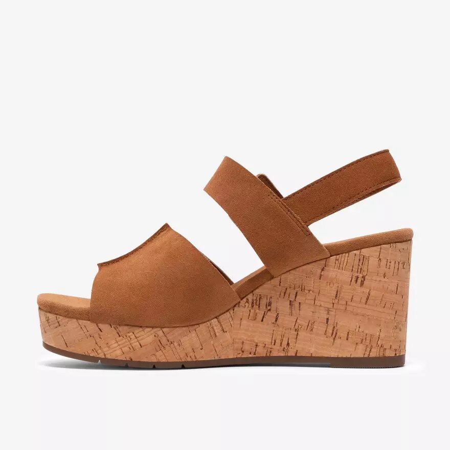 Cuñas de ante marrón claro para mujer Cuñas de ante marrón claro para mujer