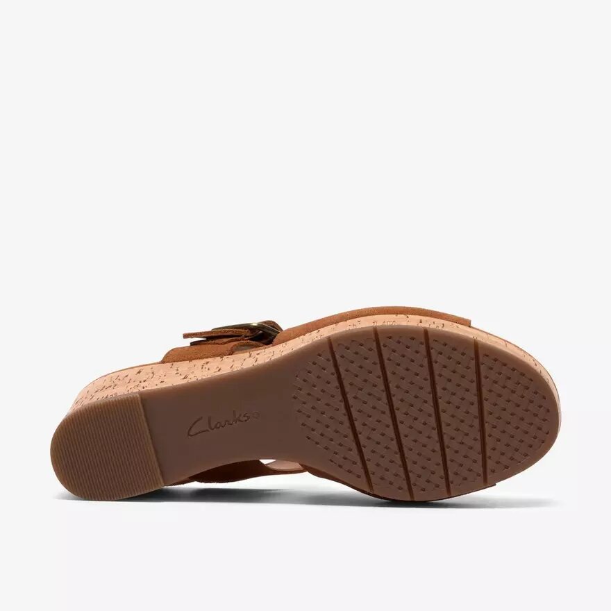 Cuñas de ante marrón claro para mujer Cuñas de ante marrón claro para mujer