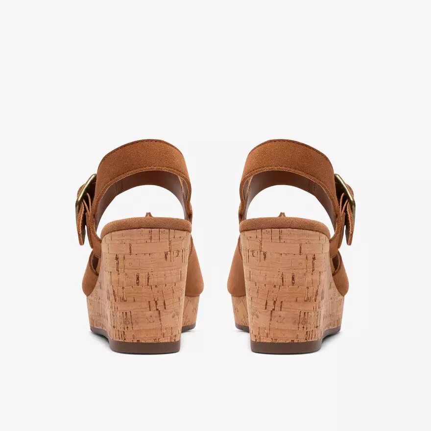 Cuñas de ante marrón claro para mujer Cuñas de ante marrón claro para mujer