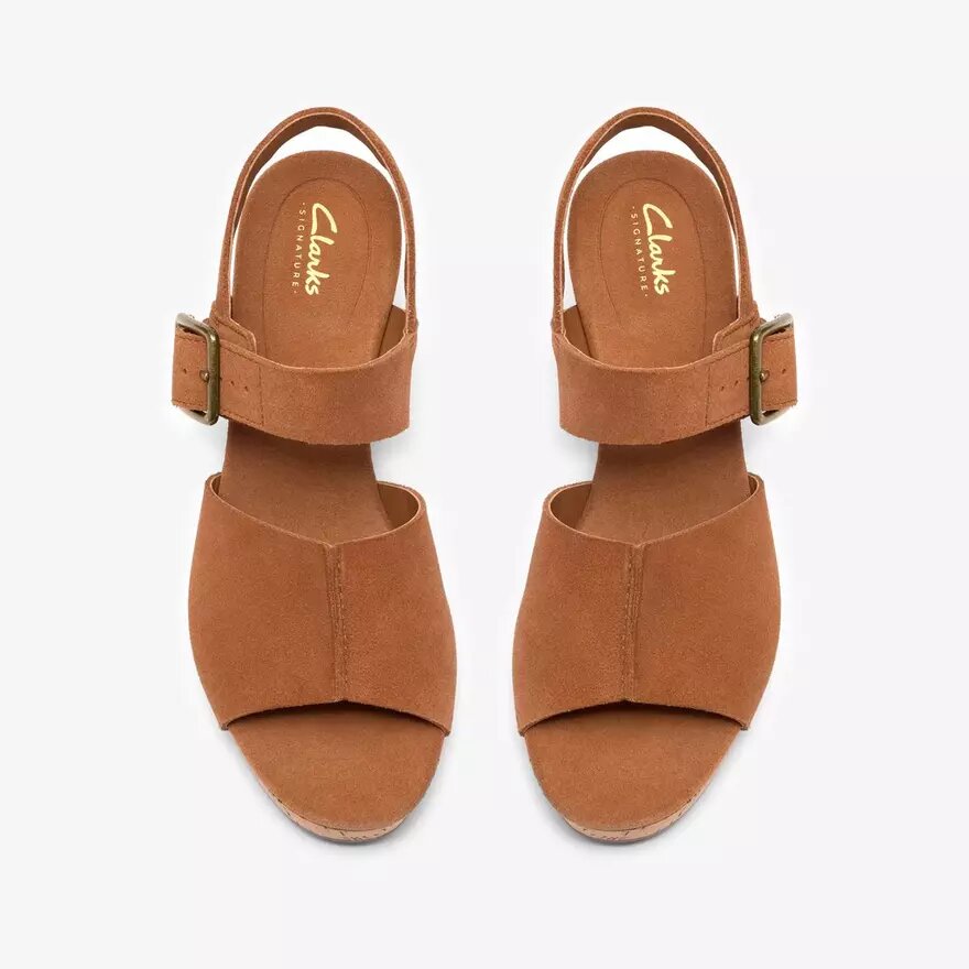 Cuñas de ante marrón claro para mujer Cuñas de ante marrón claro para mujer