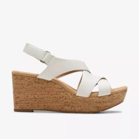 Cuñas de cuero blanco estilo «Rose» para mujer