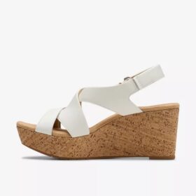 Cuñas de cuero blanco estilo «Rose» para mujer