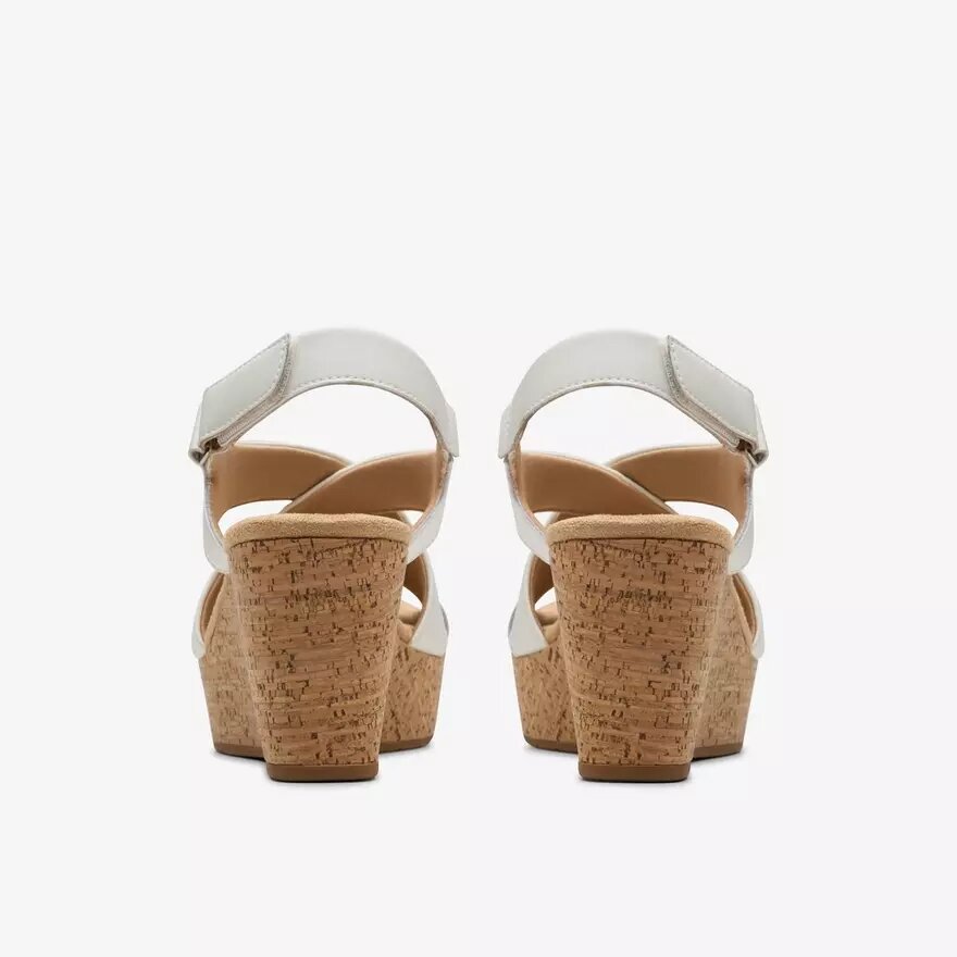 Cuñas de cuero blanco estilo «Rose» para mujer Cuñas de cuero blanco estilo «Rose» para mujer