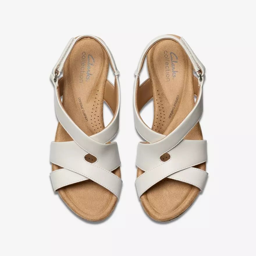 Cuñas de cuero blanco estilo «Rose» para mujer Cuñas de cuero blanco estilo «Rose» para mujer