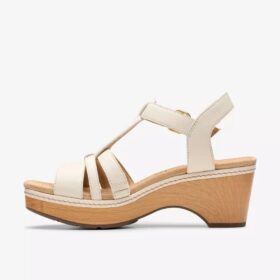 Cuñas de cuero color crema Seannah Madi para mujer