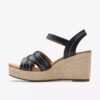 Cuñas de cuero negro con correa Sabina para mujer Cuñas de cuero negro con correa Sabina para mujer