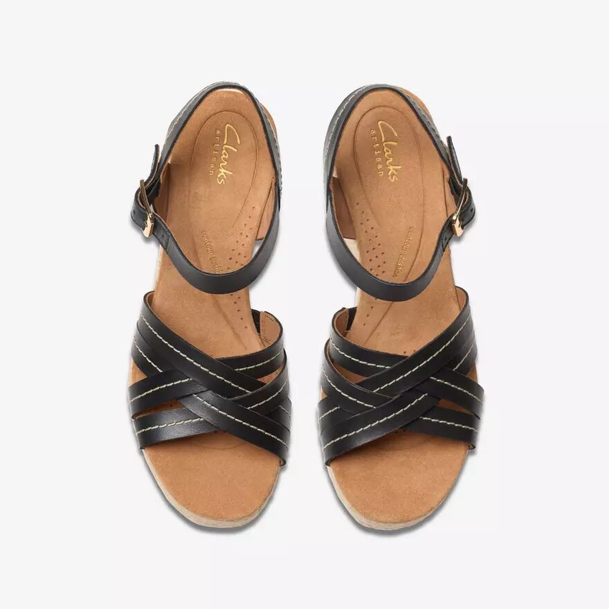 Cuñas de cuero negro con correa Sabina para mujer Cuñas de cuero negro con correa Sabina para mujer