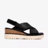 Cuñas de cuero negro Diaz Cross para mujer