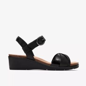 Cuñas de cuero negro Kacha Twist para mujer
