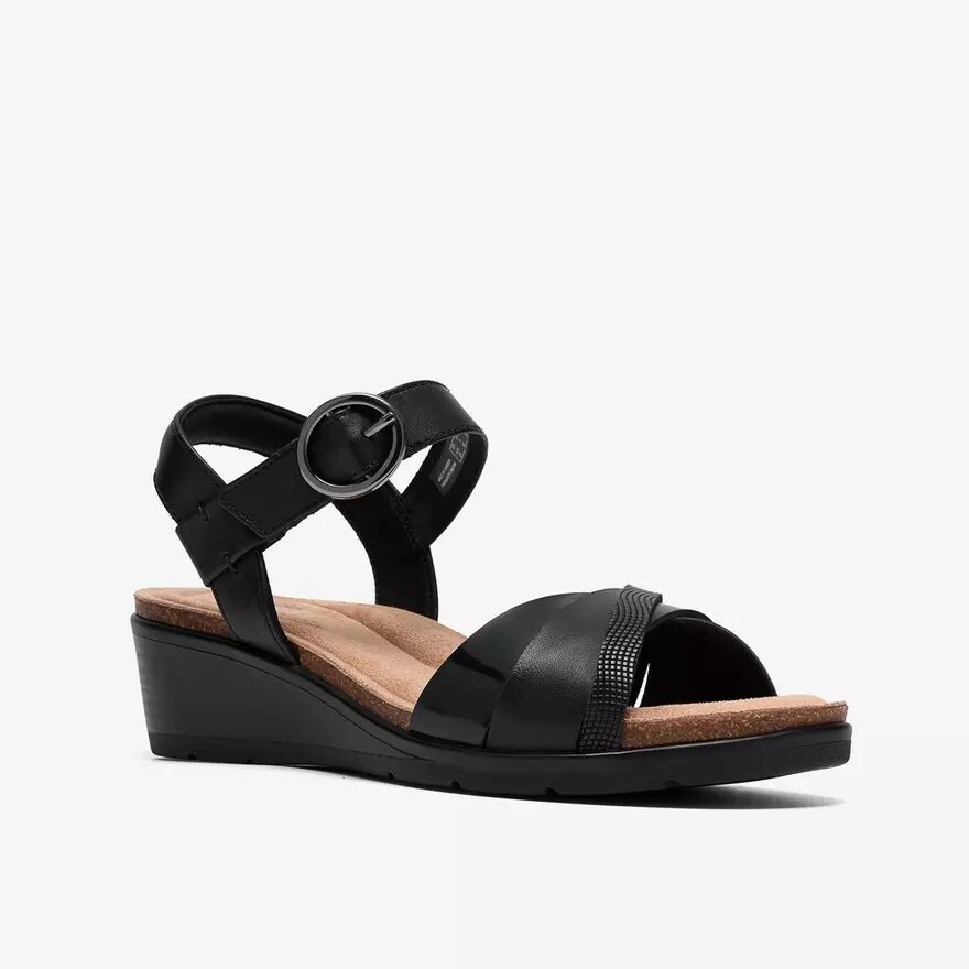 Cuñas de cuero negro Kacha Twist para mujer Cuñas de cuero negro Kacha Twist para mujer