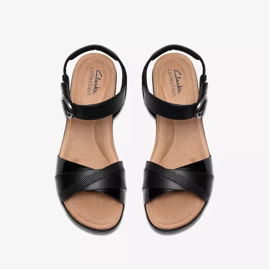 Cuñas de cuero negro Kacha Twist para mujer Cuñas de cuero negro Kacha Twist para mujer