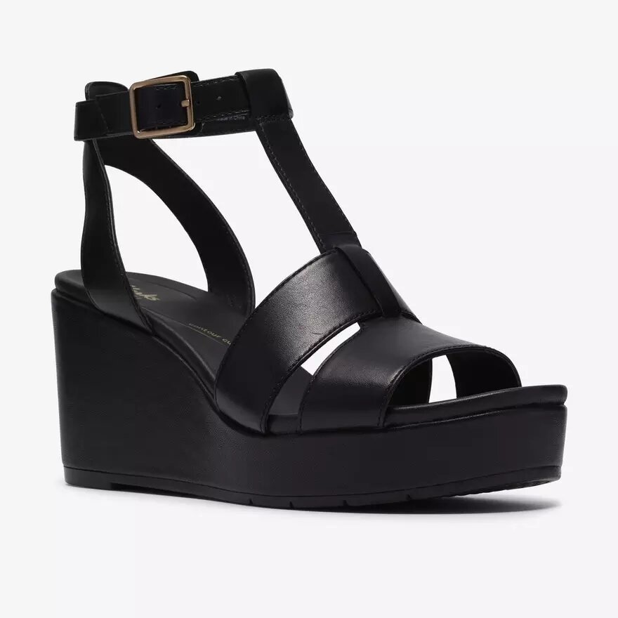 Cuñas de cuero negro Sabina Hope para mujer Cuñas de cuero negro Sabina Hope para mujer