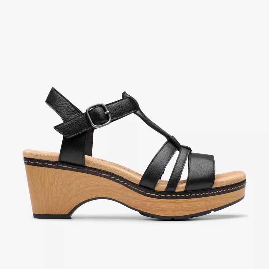 Cuñas de cuero negro Seannah Madi para mujer Cuñas de cuero negro Seannah Madi para mujer