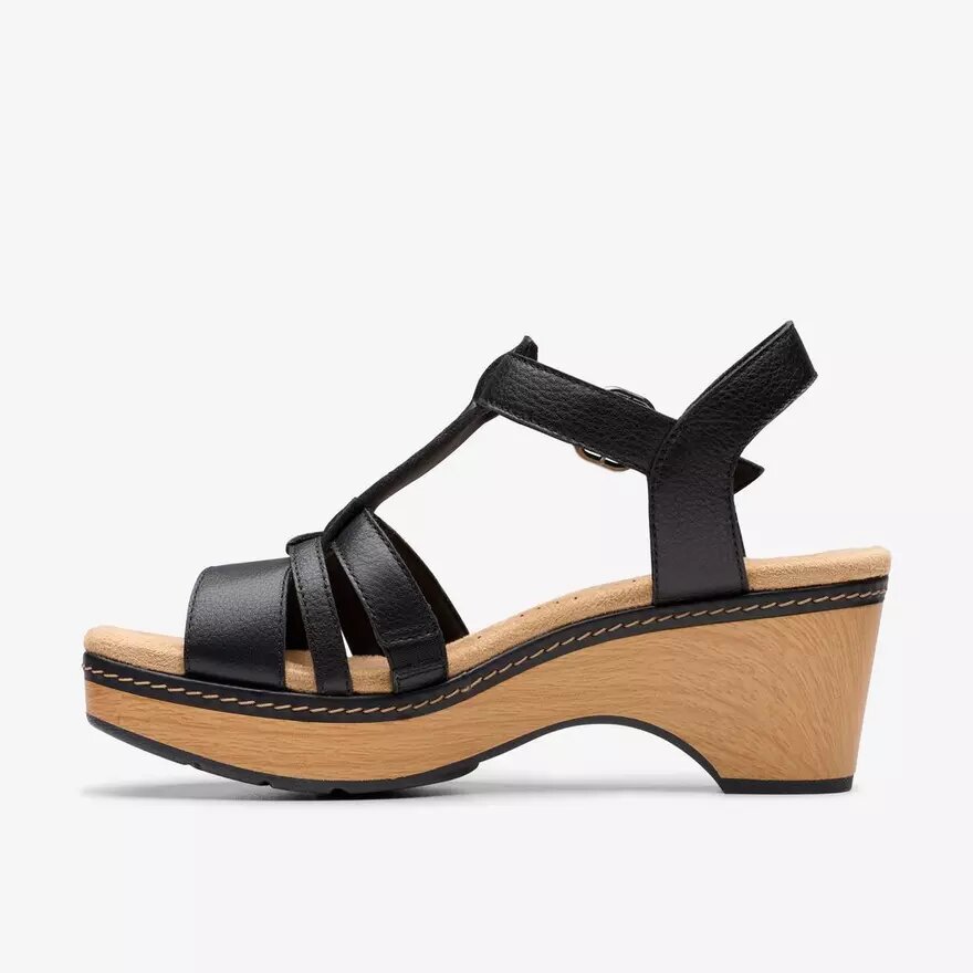 Cuñas de cuero negro Seannah Madi para mujer Cuñas de cuero negro Seannah Madi para mujer