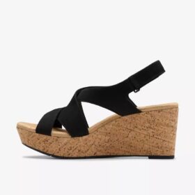 Cuñas de nubuck negro estilo «Rose» para mujer