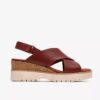 Cuñas de piel naranja quemado Diaz Cross para mujer Cuñas de piel naranja quemado Diaz Cross para mujer