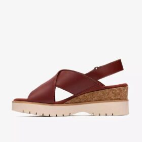 Cuñas de piel naranja quemado Diaz Cross para mujer