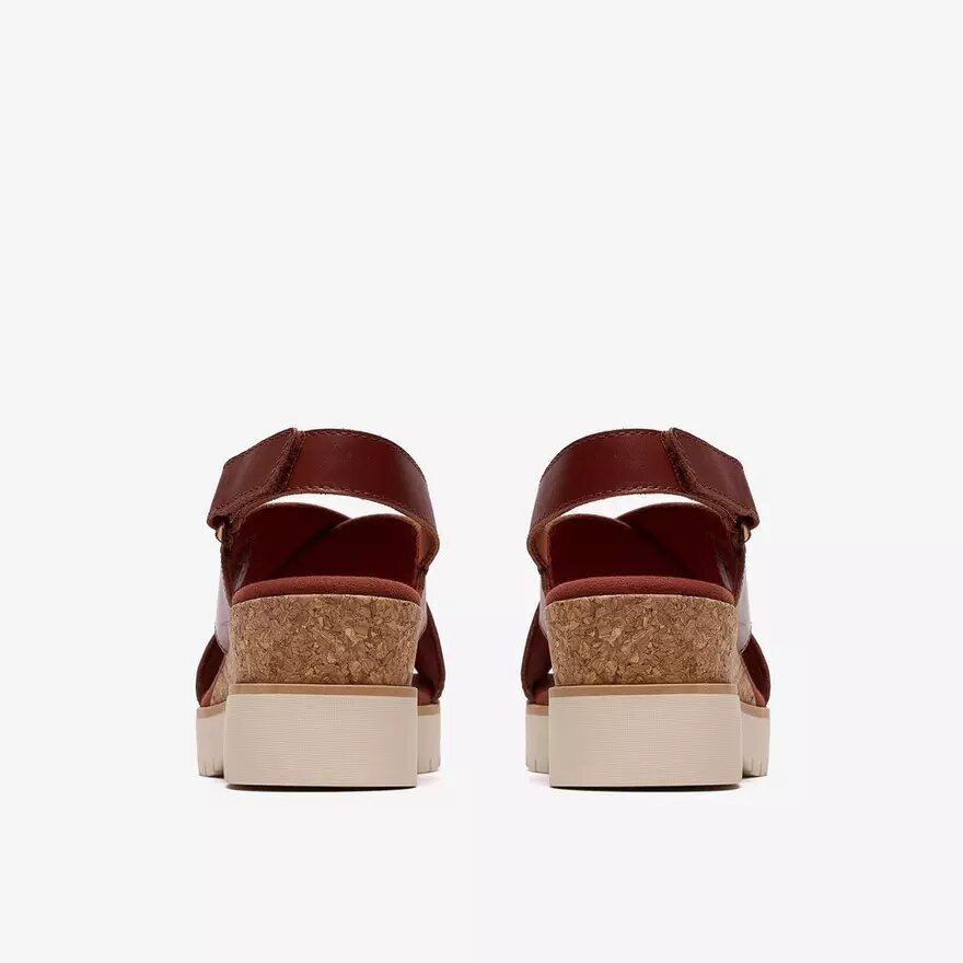 Cuñas de piel naranja quemado Diaz Cross para mujer Cuñas de piel naranja quemado Diaz Cross para mujer